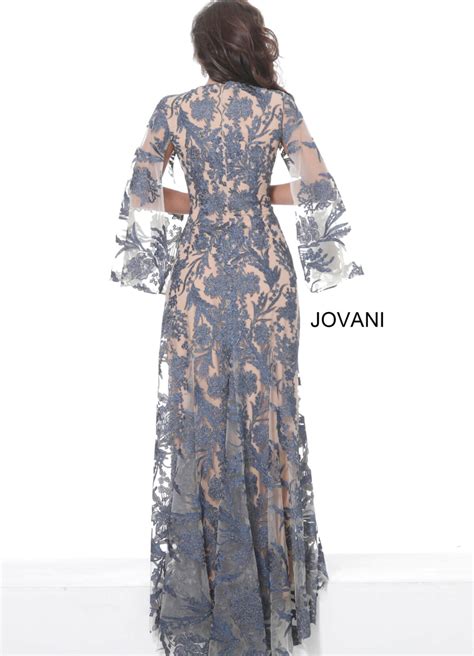 nude mother of the bride dress|Jovani 00752 Navy Nude V Neck Lace。